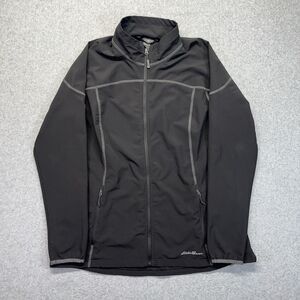 Eddie Bauer Athletic Jacket Women’s Large Black Full-Zip Running Hiking